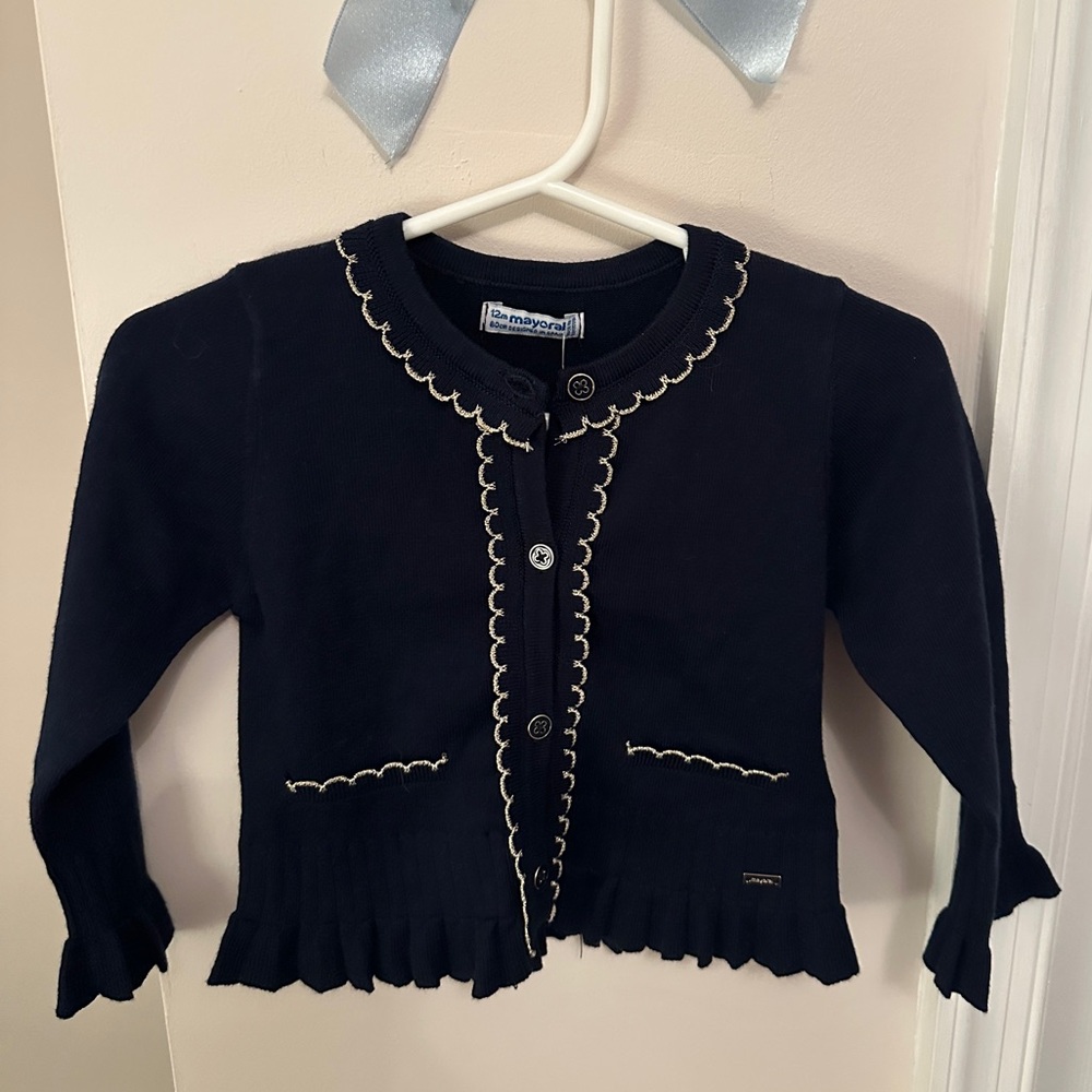 Mayoral cardigan navy with gold trim new with tags